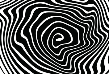 Black and white vector spiral. For covers, business cards, banners, prints on clothes, wall decor, posters, sites, posts on social networks, videos. Modern vector pattern