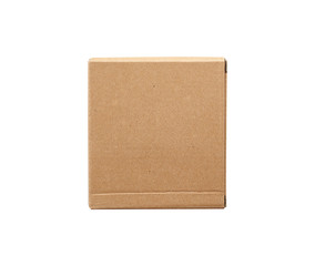 closed brown square cardboard box for transporting goods isolated on white background