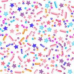Sprinkle Cupcake Donut Topping. Seamless Pattern 