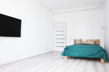 Scandinavian interior for two persons in light, natural tones. horizontal