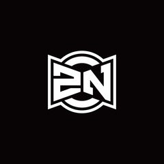 ZN logo monogram with ribbon style circle rounded design template