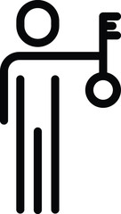 Key Position icon, a person with key icon, vector