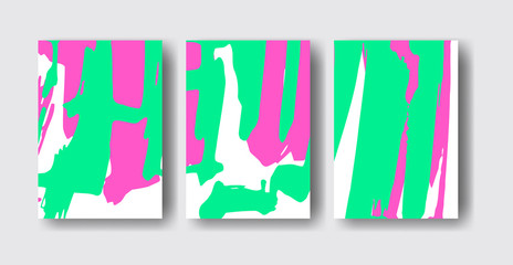 Cool vector bright poster set with abstract colorful elements.