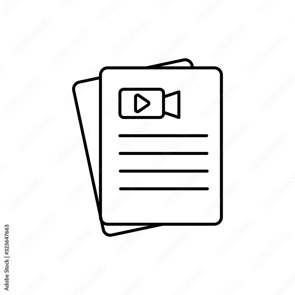Poster document, camera icon. simple line, outline vector elements of cinematography icons for ui and ux, w