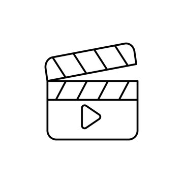recommend clip art: Clapperboard, film icon. Simple line, outline vector elements of cinematography icons for ui and ux, website or mobile application