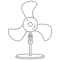 black and white fan flat vector icon
