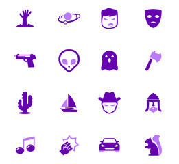 Genres of cinema icons set
