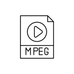 Mpeg, archive, player icon. Simple line, outline vector elements of cinematography icons for ui and ux, website or mobile application
