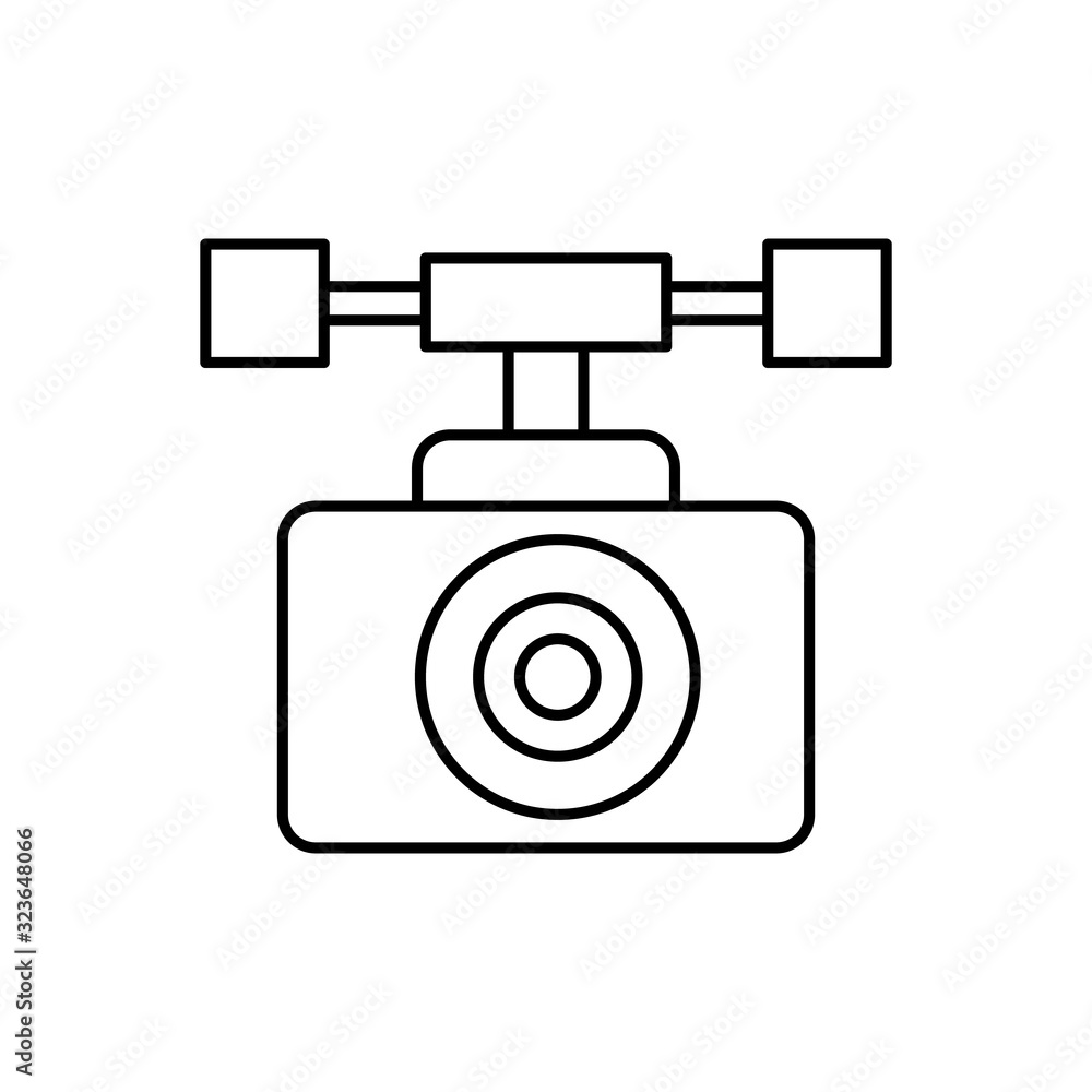 Poster camera, drone icon. simple line, outline vector elements of cinematography icons for ui and ux, webs