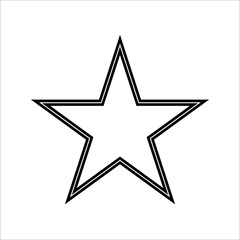 Star icon in a flat design. Black star icon on a white background. Vector illustration.