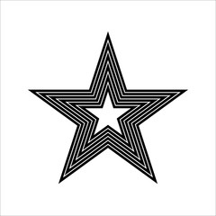 Star icon in a flat design. Black star icon on a white background. Vector illustration.