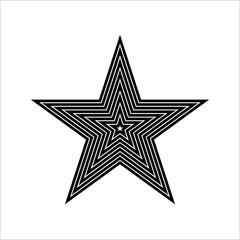 Star icon in a flat design. Black star icon on a white background. Vector illustration.