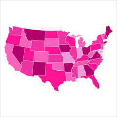 Blank similar usa map isolated on a white background. Vector template for website, design, cover, infographic.