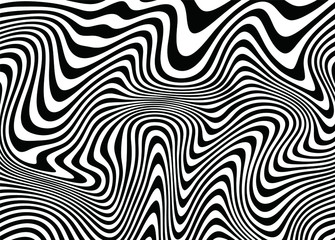  Black and white vector twisted lines. For covers, business cards, banners, prints on clothes, wall decor, posters, canvases, sites, videos. Modern vector background
