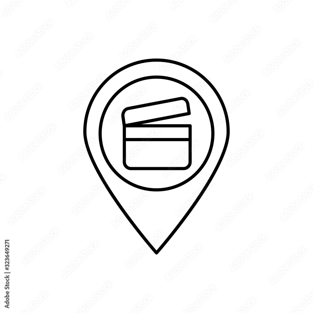 Poster location, clapperboard icon. simple line, outline vector elements of cinematography icons for ui and