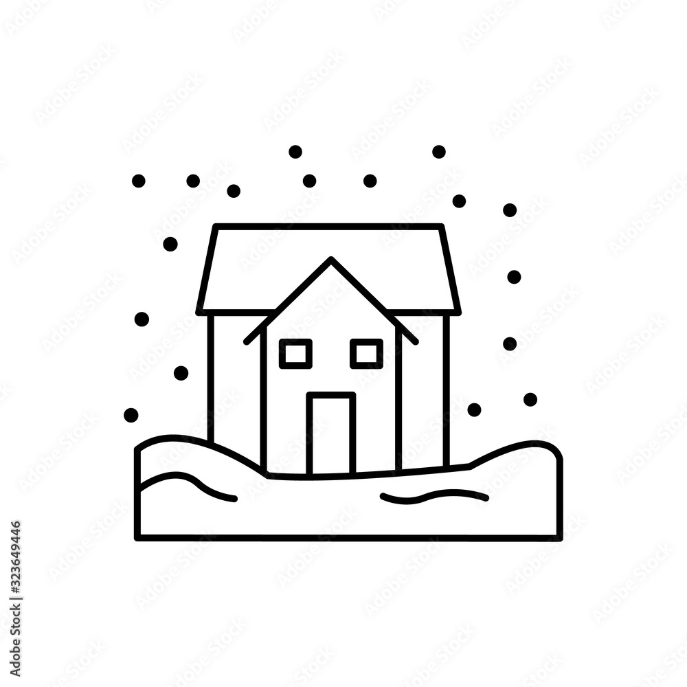 Poster house, winter, snow icon. simple line, outline vector elements of natural disasters icons for ui and