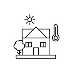 House, degrees, sun, hot icon. Simple line, outline vector elements of natural disasters icons for ui and ux, website or mobile application