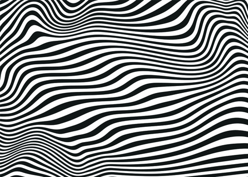 Black and white abstract wavy lines in modern style. For covers, business cards, banners, prints on clothes, wall decorations, posters, canvases, sites. video clips. Vector background © Larysa