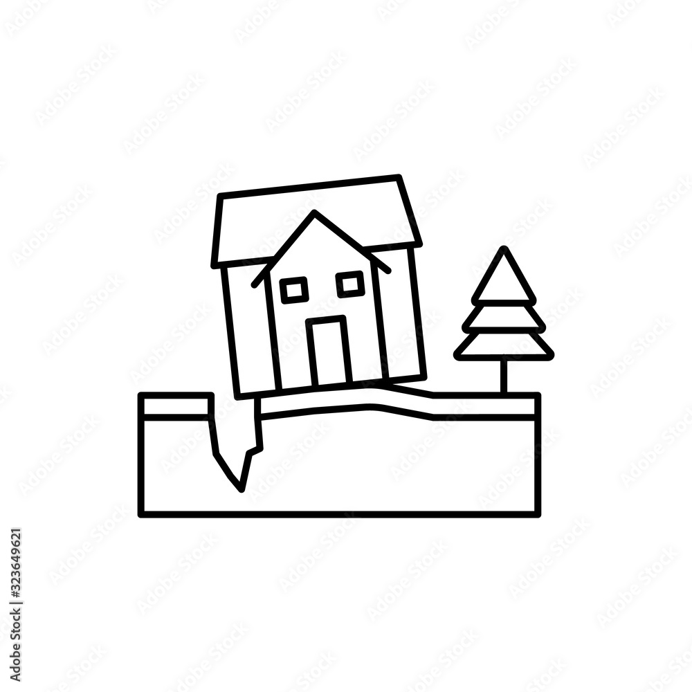 Poster house, earthquake icon. simple line, outline vector elements of natural disasters icons for ui and u