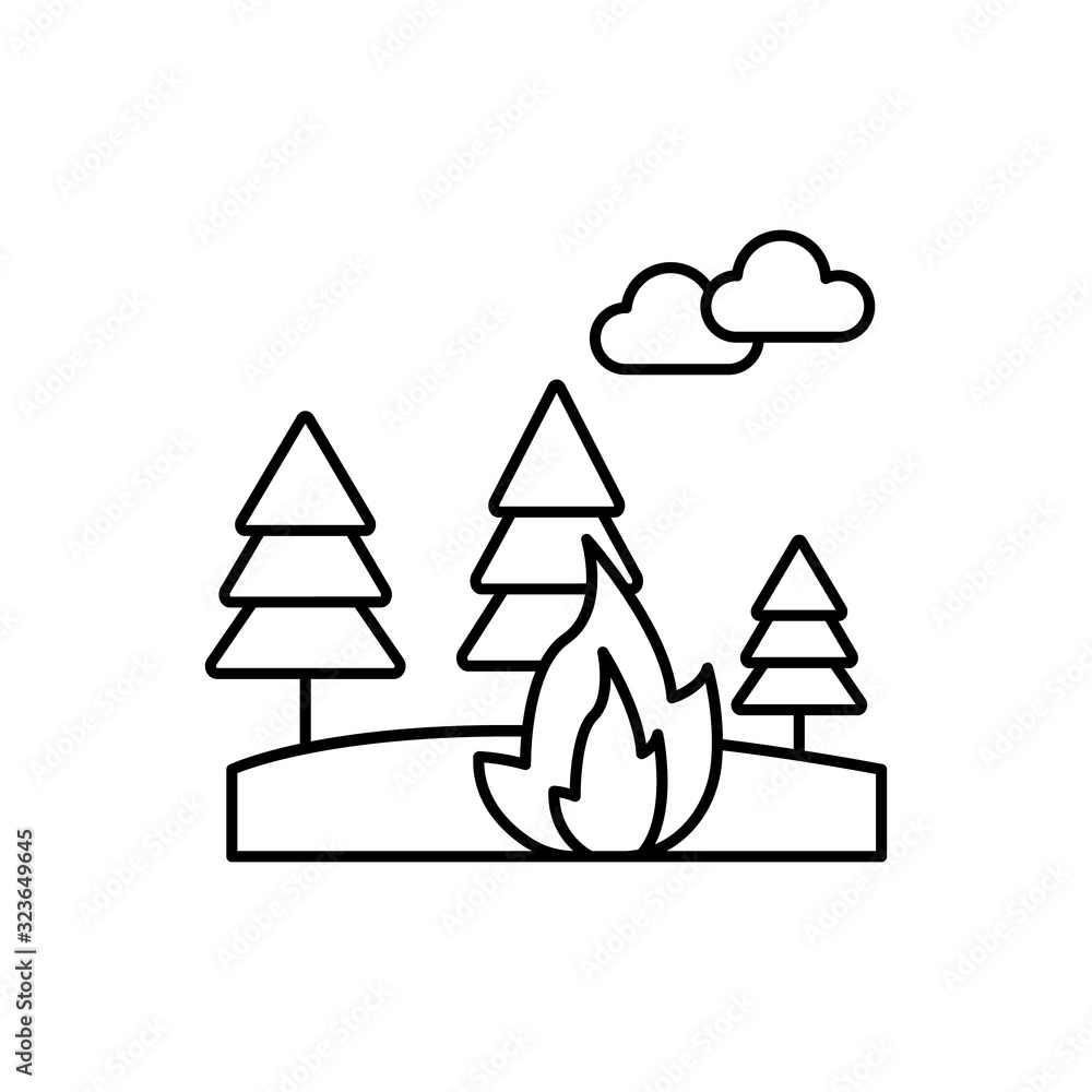 Aufkleber fire, forest, trees icon. simple line, outline vector elements of natural disasters icons for ui and