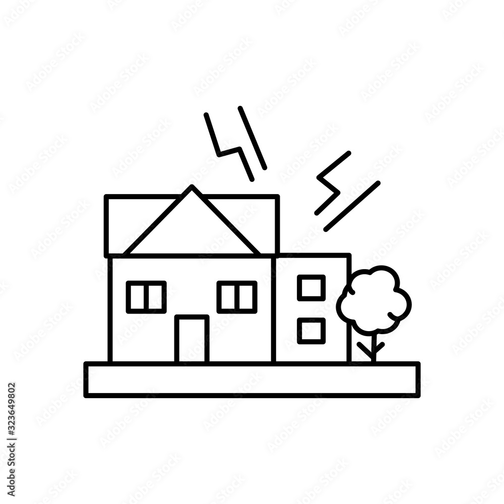 Poster house, lightning bolt icon. simple line, outline vector elements of natural disasters icons for ui a