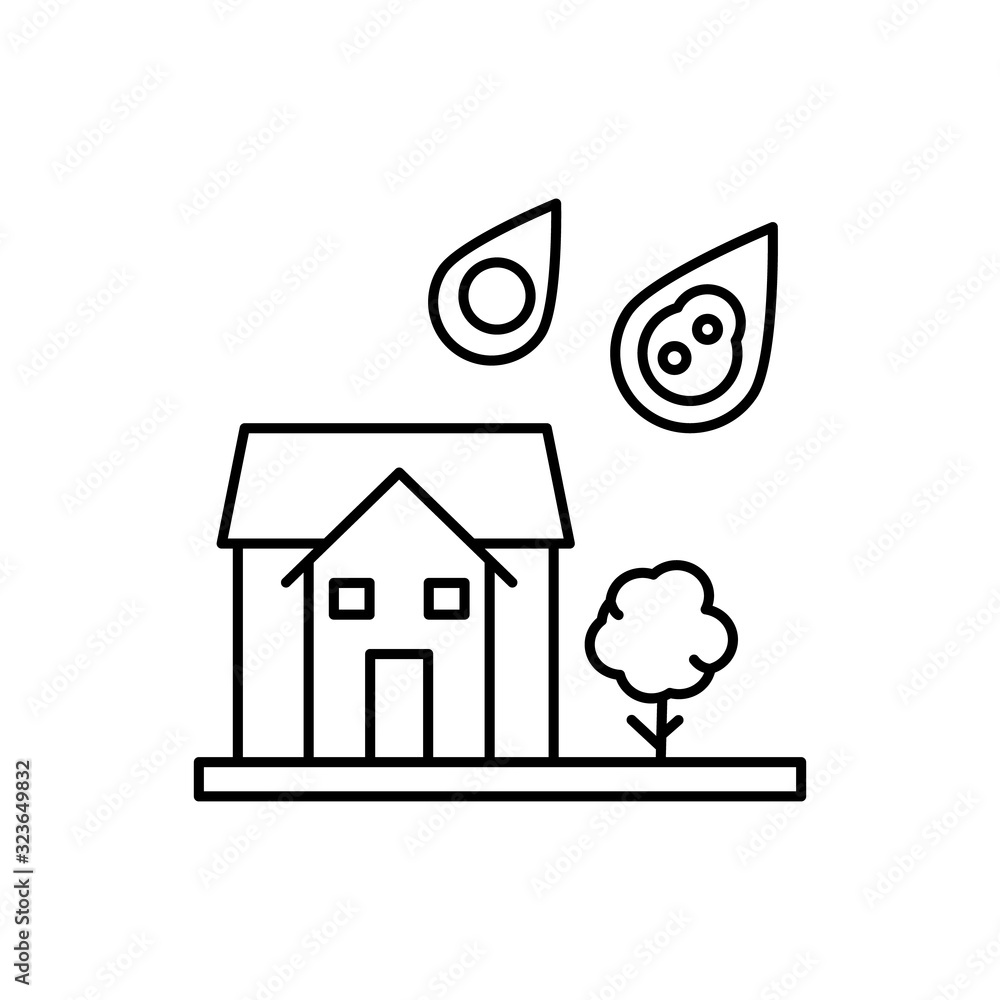 Poster house, meteorite icon. simple line, outline vector elements of natural disasters icons for ui and ux