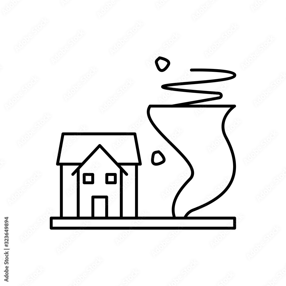Poster tornado, house icon. simple line, outline vector elements of natural disasters icons for ui and ux, 