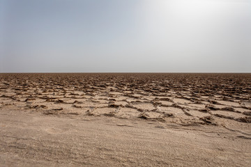 Scenic view of karum salt crystal lake in Danakil depression, Afar region Ethiopia, Africa wilderness.