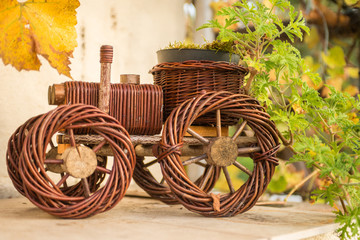 Hand made whicker plant holder