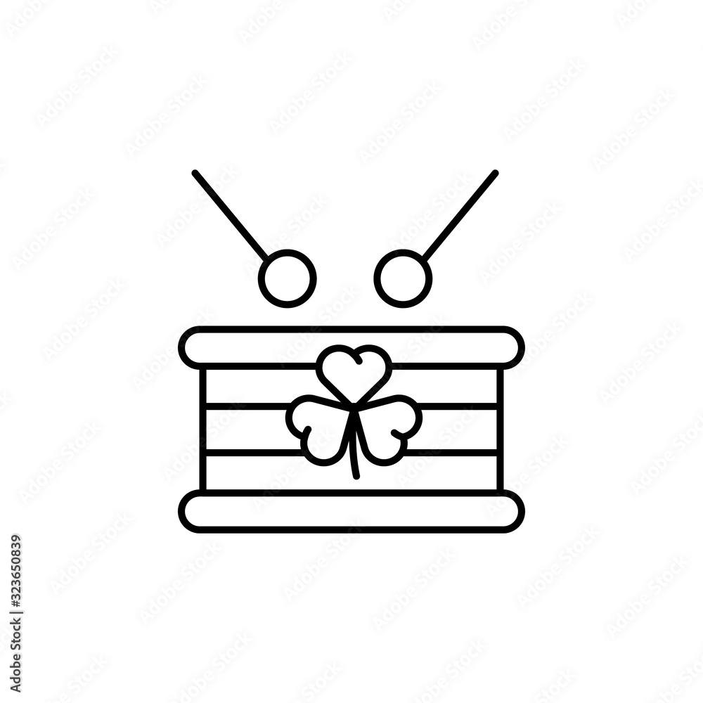 Poster drum, clover, instrument icon. simple line, outline vector elements of patrick's day icons for ui an