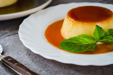 Traditional dessert Creme Caramel or Flan