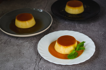 Traditional dessert Creme Caramel or Flan