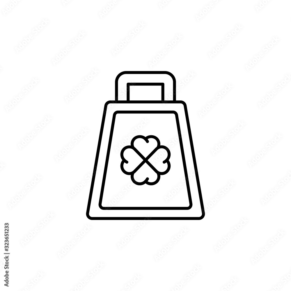 Poster cowbell, clover, instrument icon. simple line, outline vector elements of patrick's day icons for ui