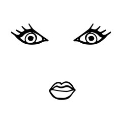 Abstract sketch of a female portrait. Drawn by hand with brush. Sketch, ink, paint. Modern black and white ilustration.