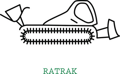 Special snow-grooming tracked machine used to prepare snow slopes and courses.Ratrak. Snowcat. Vector icon