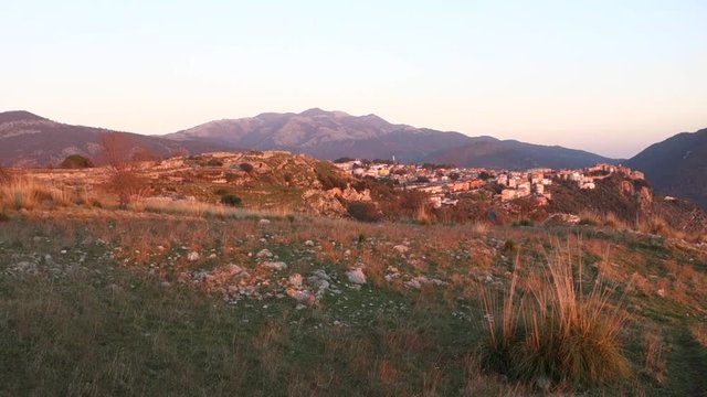 view of  Norma town at sunset, Latina, Italy