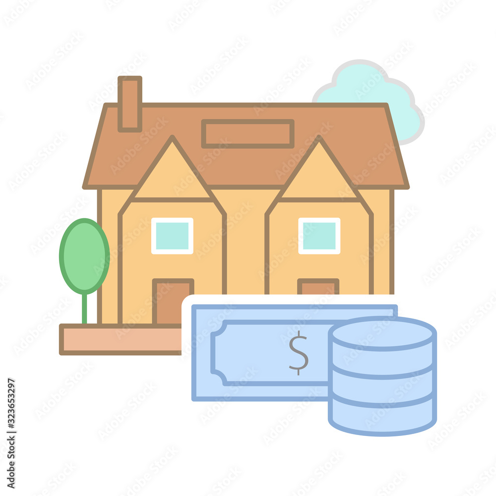 Poster property value icon. simple line, outline vector elements of color real estate market icons for ui a