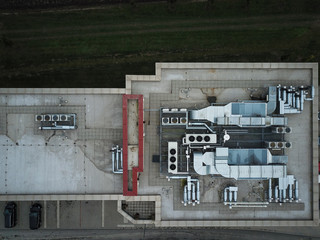 Air conditioning equipment atop a modern building