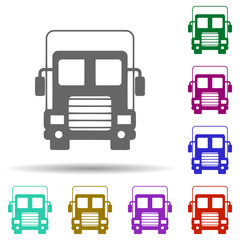 Front view truck, travel in multi color style icon. Simple glyph, flat vector of transport icons for ui and ux, website or mobile application