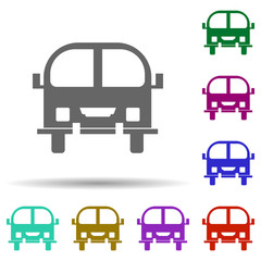 Front view bus, car in multi color style icon. Simple glyph, flat vector of transport icons for ui and ux, website or mobile application