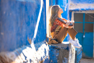 Asian beautiful traveler explore in heart of Jodhpur as know as Blue City, Jodhpur, Rajasthan -...