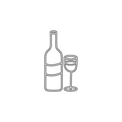Valentine's Day, wineglass, bottle icon. Simple thin line, outline vector of valentine's day icons for ui and ux, website or mobile application
