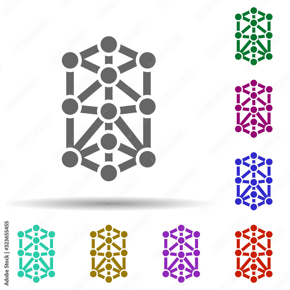 Poster tree in multi color style icon. simple glyph, flat vector of world religiosity icons for ui and ux, 