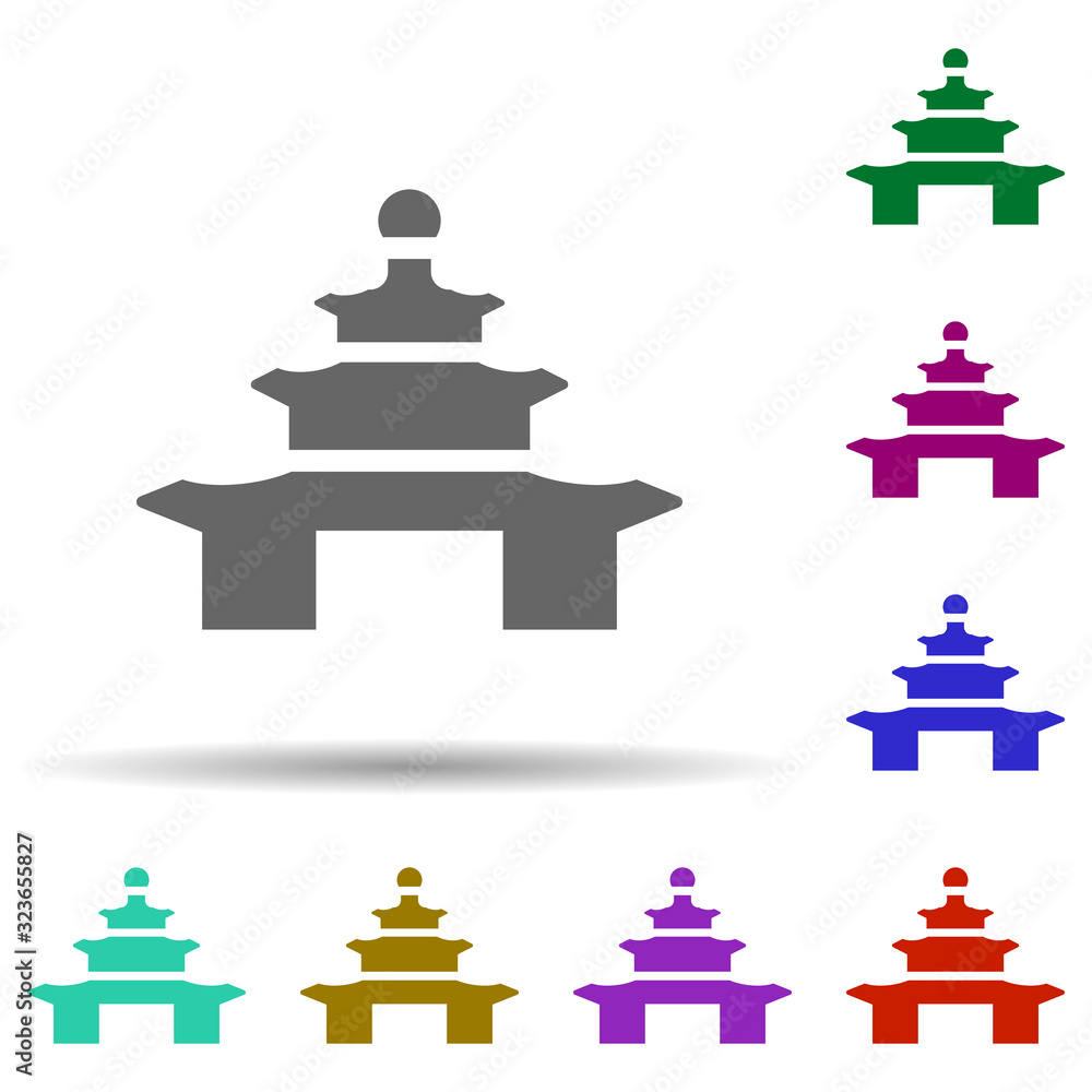 Poster pagoda in multi color style icon. simple glyph, flat vector of world religiosity icons for ui and ux