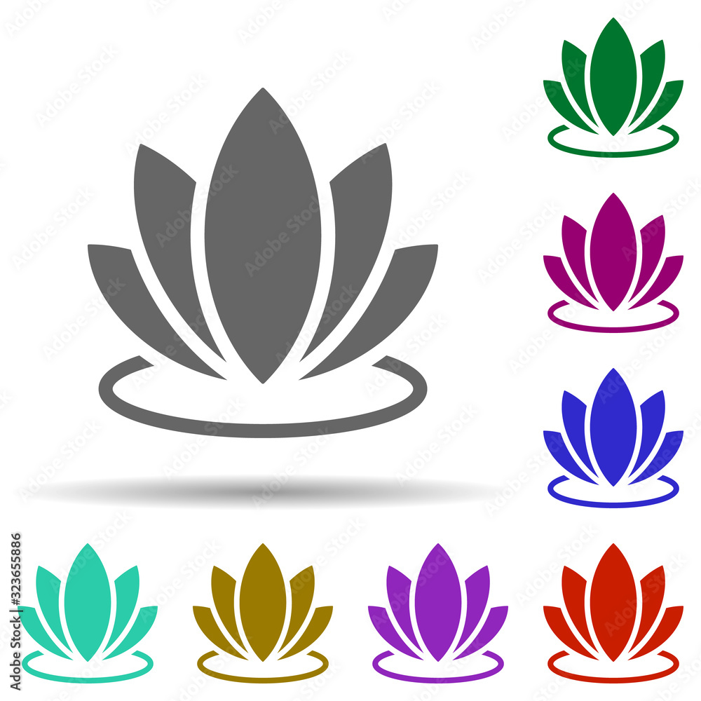 Poster lotus in multi color style icon. simple glyph, flat vector of world religiosity icons for ui and ux,