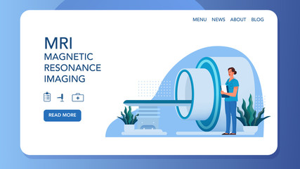 MRI clinic website banner concept. Medical research and diagnosis. - obrazy, fototapety, plakaty