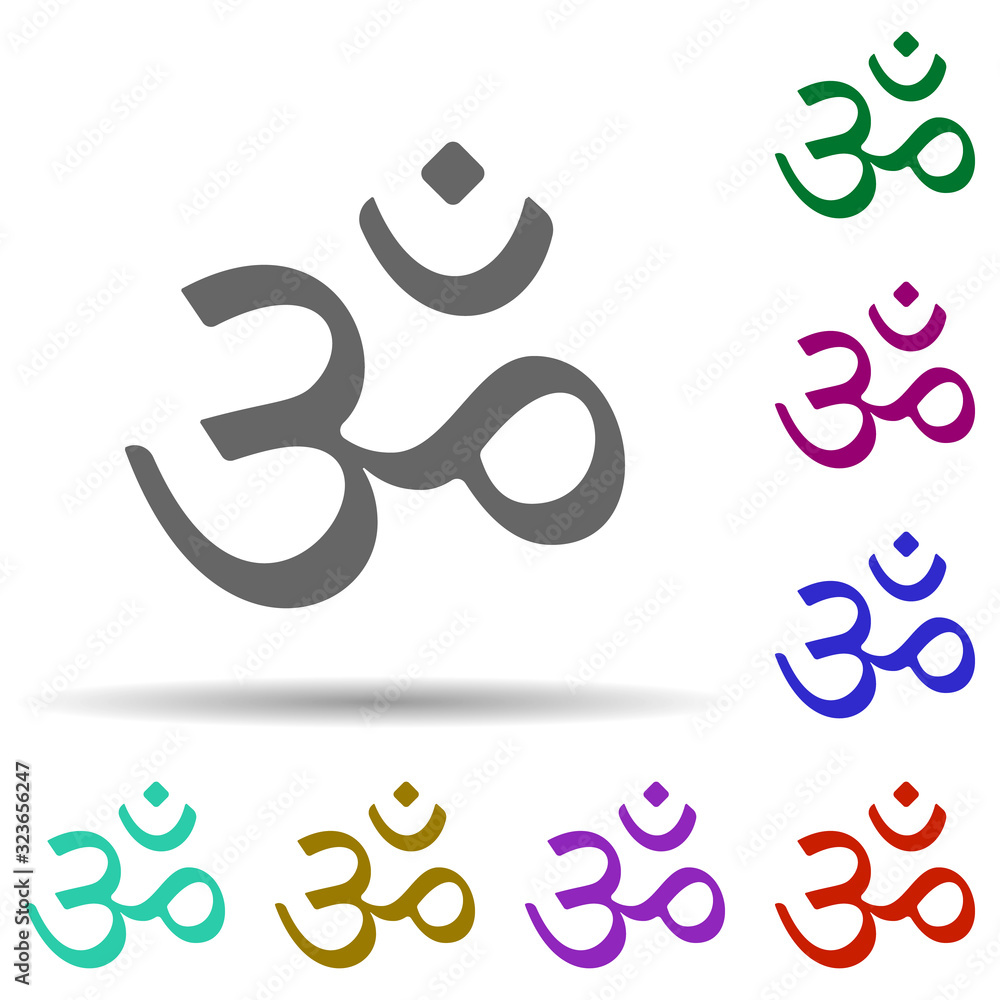Poster hinduism om in multi color style icon. simple glyph, flat vector of world religiosity icons for ui a