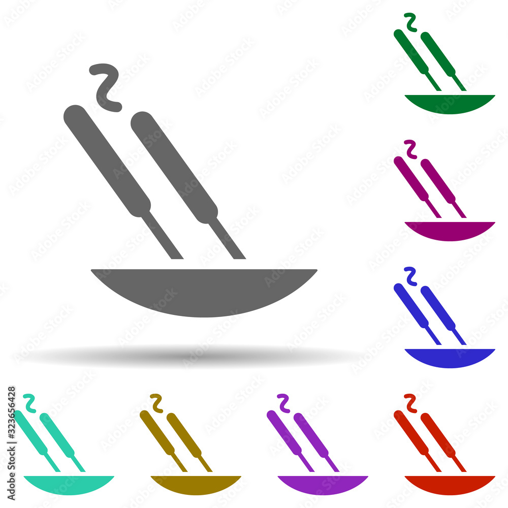 Poster incense in multi color style icon. simple glyph, flat vector of world religiosity icons for ui and u