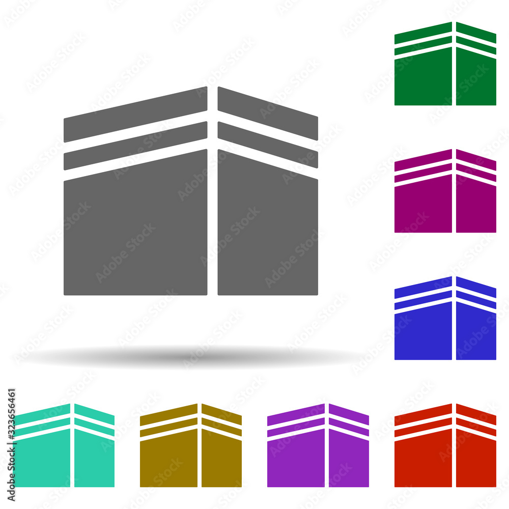 Poster kaaba in multi color style icon. simple glyph, flat vector of world religiosity icons for ui and ux,