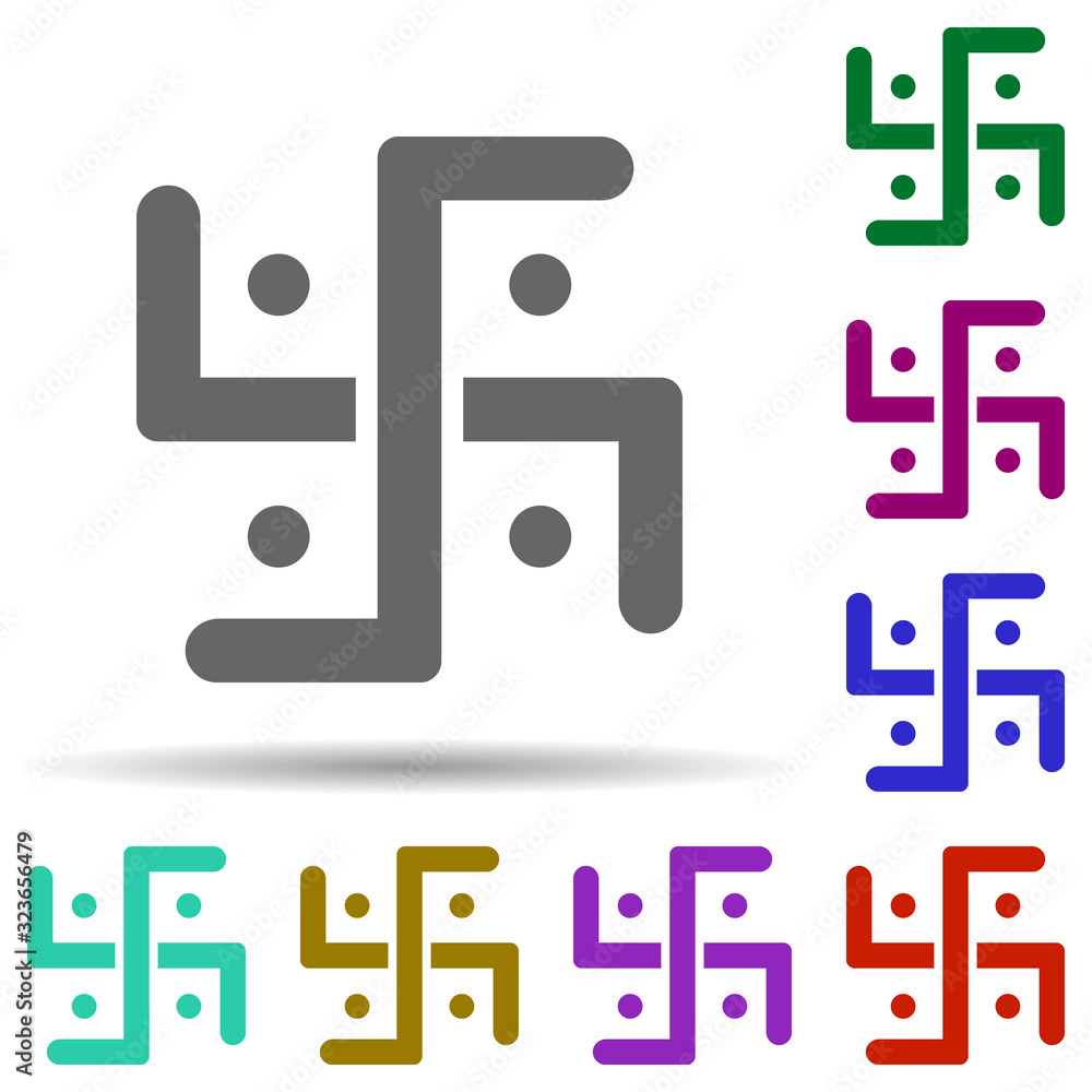 Poster jainism in multi color style icon. simple glyph, flat vector of world religiosity icons for ui and u